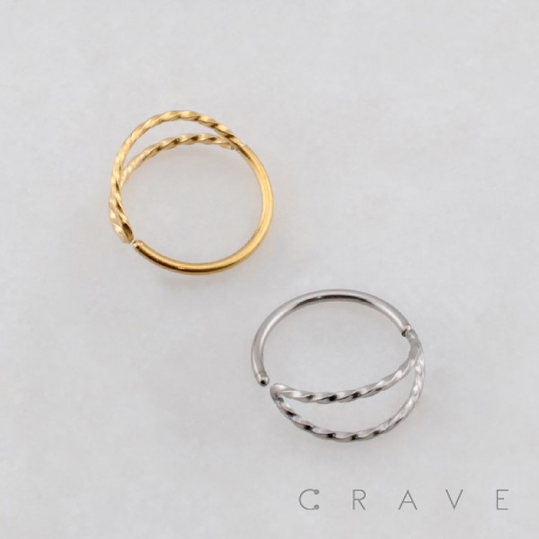 TWISTED ROPE HINGED DOUBLE LINE NOSE HOOP 316L SURGICAL STEEL